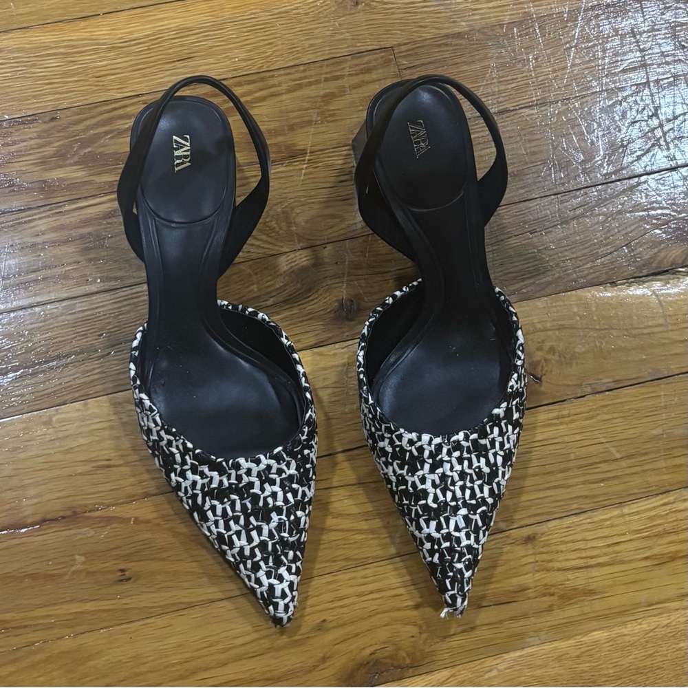 Black and white slingback heels from Zara!